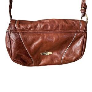 Elliot Lucca Brown Genuine Leather Purse, Brown Braided Strap